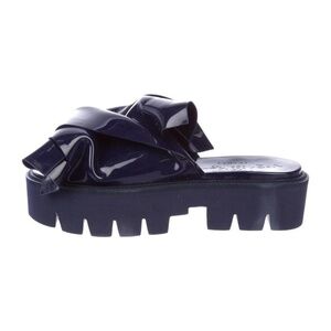 No. 21 For Kartell Rubber Slide Platform Slide Sandals w/Top Knot Detail in Navy